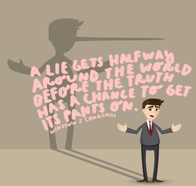 A lie gets halfway around the world before the truth has a chance to get its pants on.” – Winston S Churchill