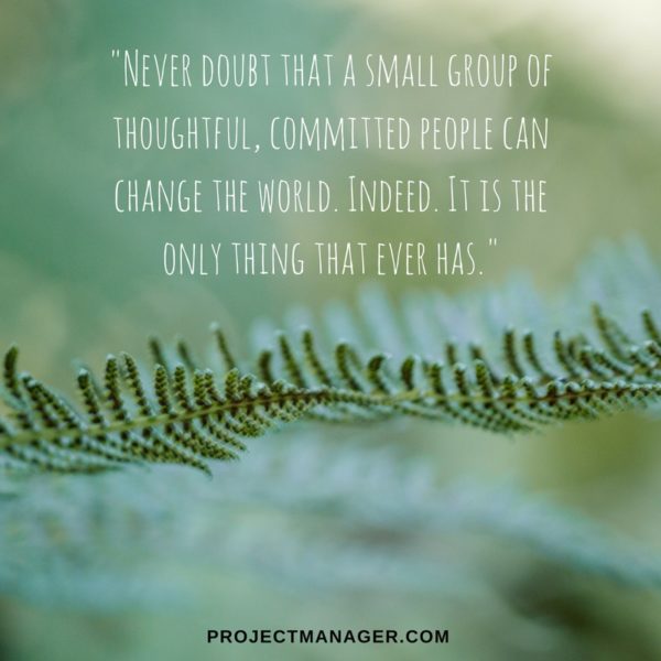 Never doubt that a small group of thoughtful committed people can change the world. Indeed. It is the only thing that ever has.” – Margaret Mead