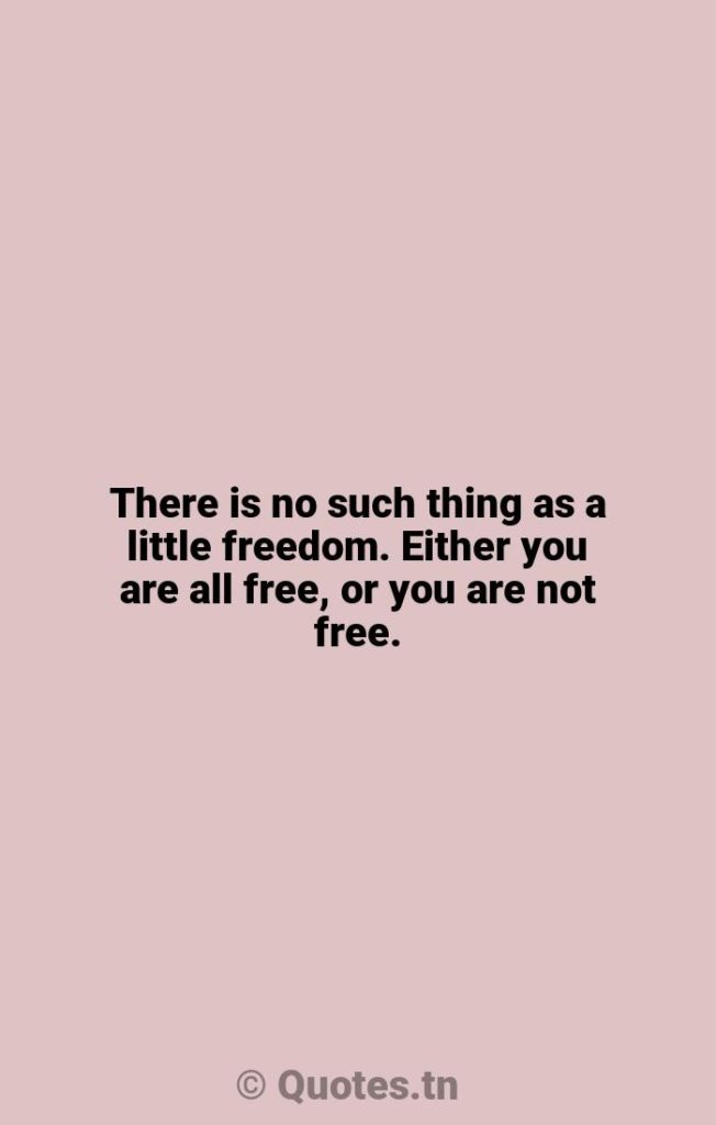 There is no such thing as a little freedom. Either you are all free