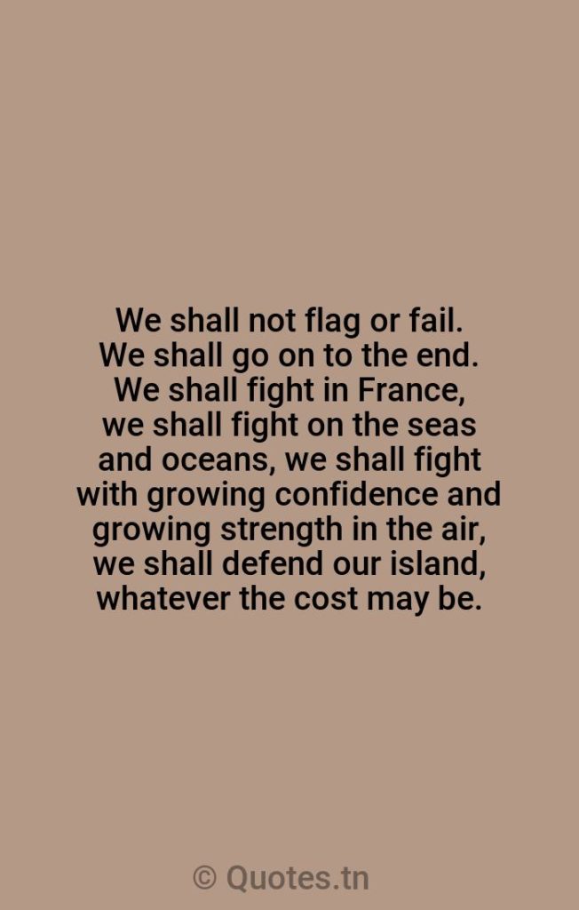 We shall not flag or fail. We shall go on to the end. We shall fight in France