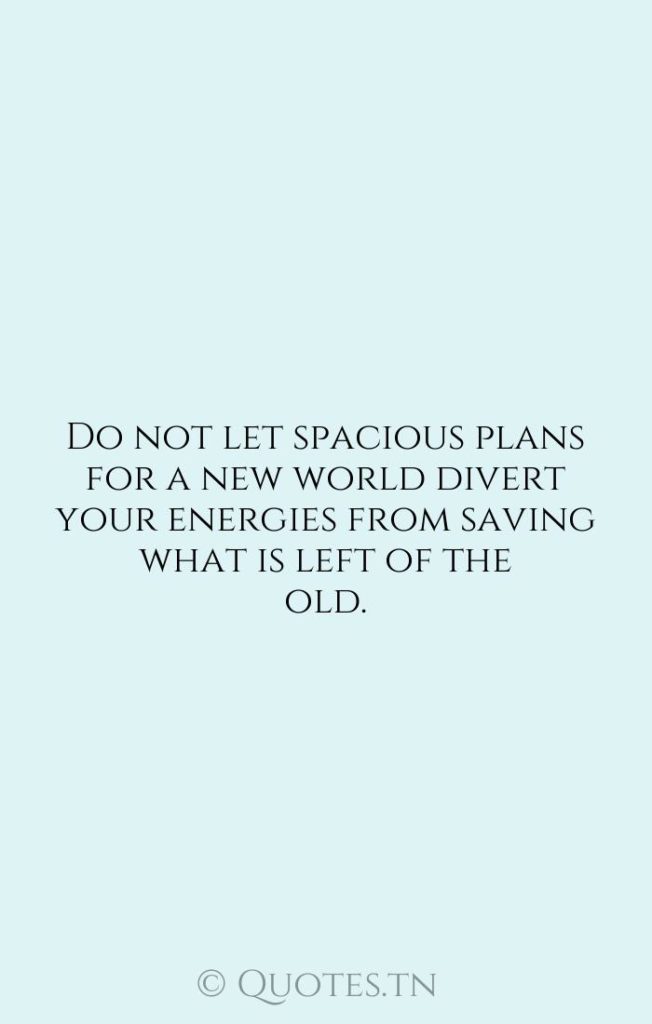 Do not let spacious plans for a new world divert your energies from saving what is left of the old. - Energy Quotes by Winston Churchill