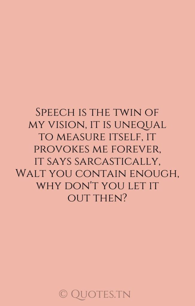 Speech is the twin of my vision