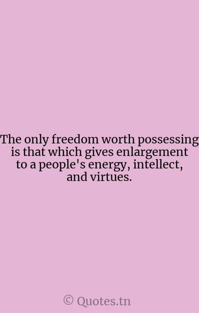 The only freedom worth possessing is that which gives enlargement to a people's energy