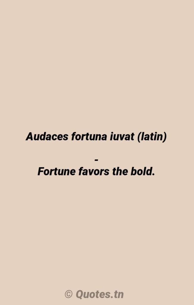 Audaces fortuna iuvat (latin)- Fortune favors the bold. - Latin Quotes by Virender Sehwag