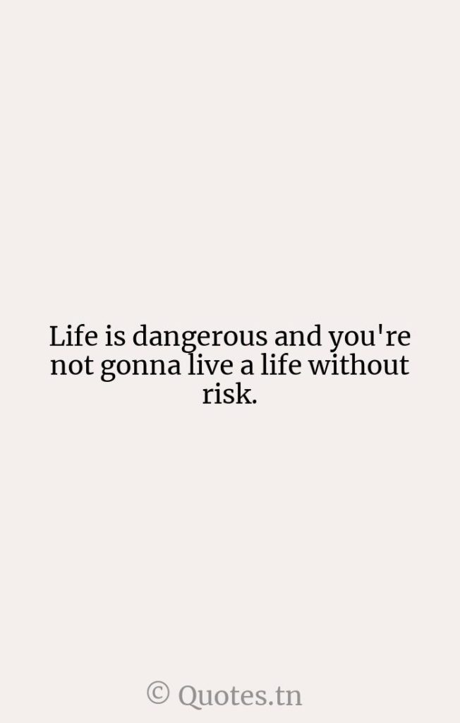 Life is dangerous and you're not gonna live a life without risk. - Life Is Quotes by Will Smith