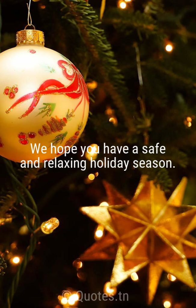 We hope you have a safe and relaxing holiday season. - Merry Christmas by
