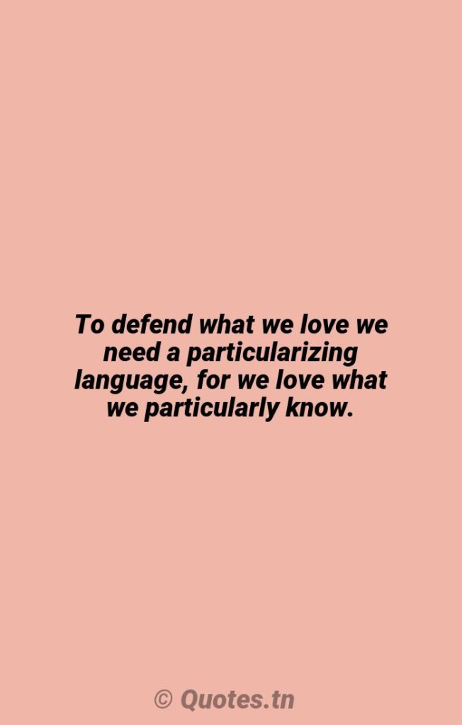 To defend what we love we need a particularizing language