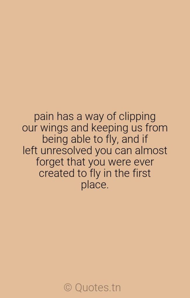 pain has a way of clipping our wings and keeping us from being able to fly