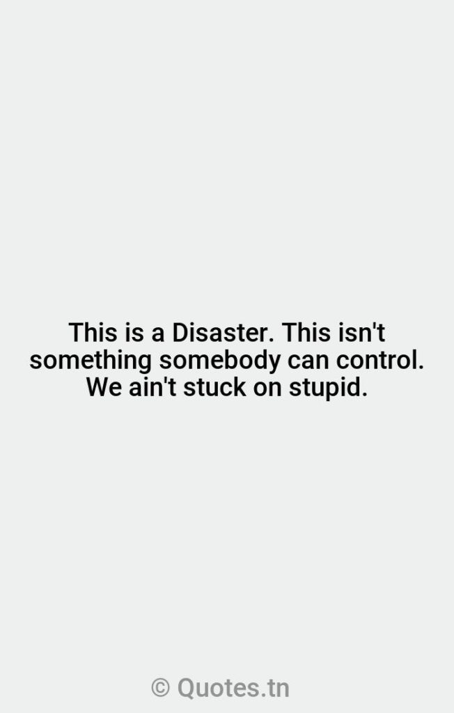 This is a Disaster. This isn't something somebody can control. We ain't stuck on stupid. - Somebody Quotes by Russel Honore