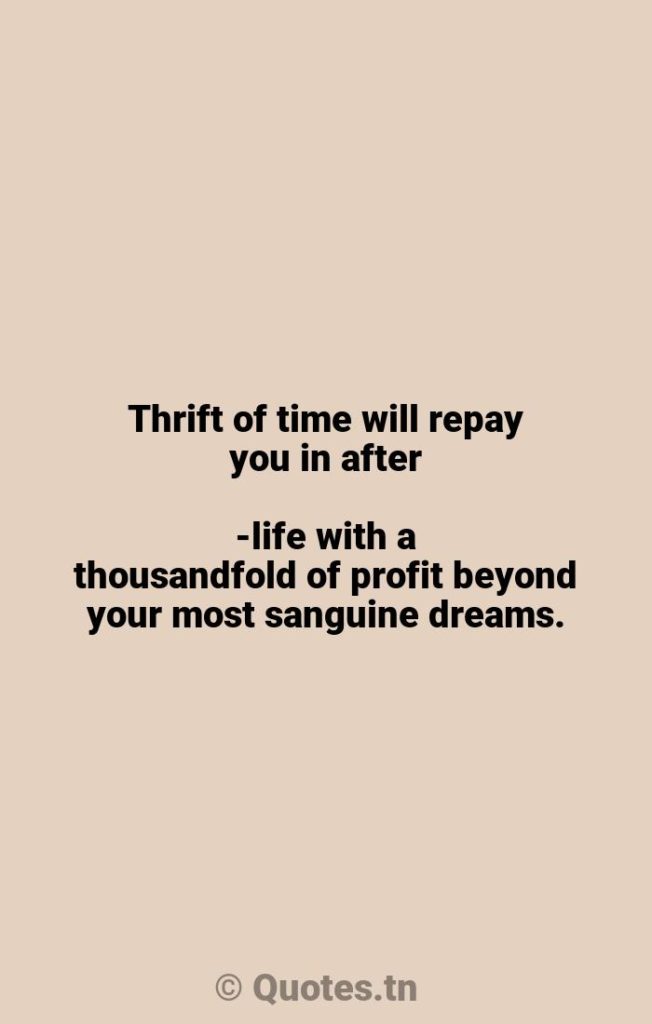 Thrift of time will repay you in after-life with a thousandfold of profit beyond your most sanguine dreams. - Time Management Quotes by William E. Gladstone